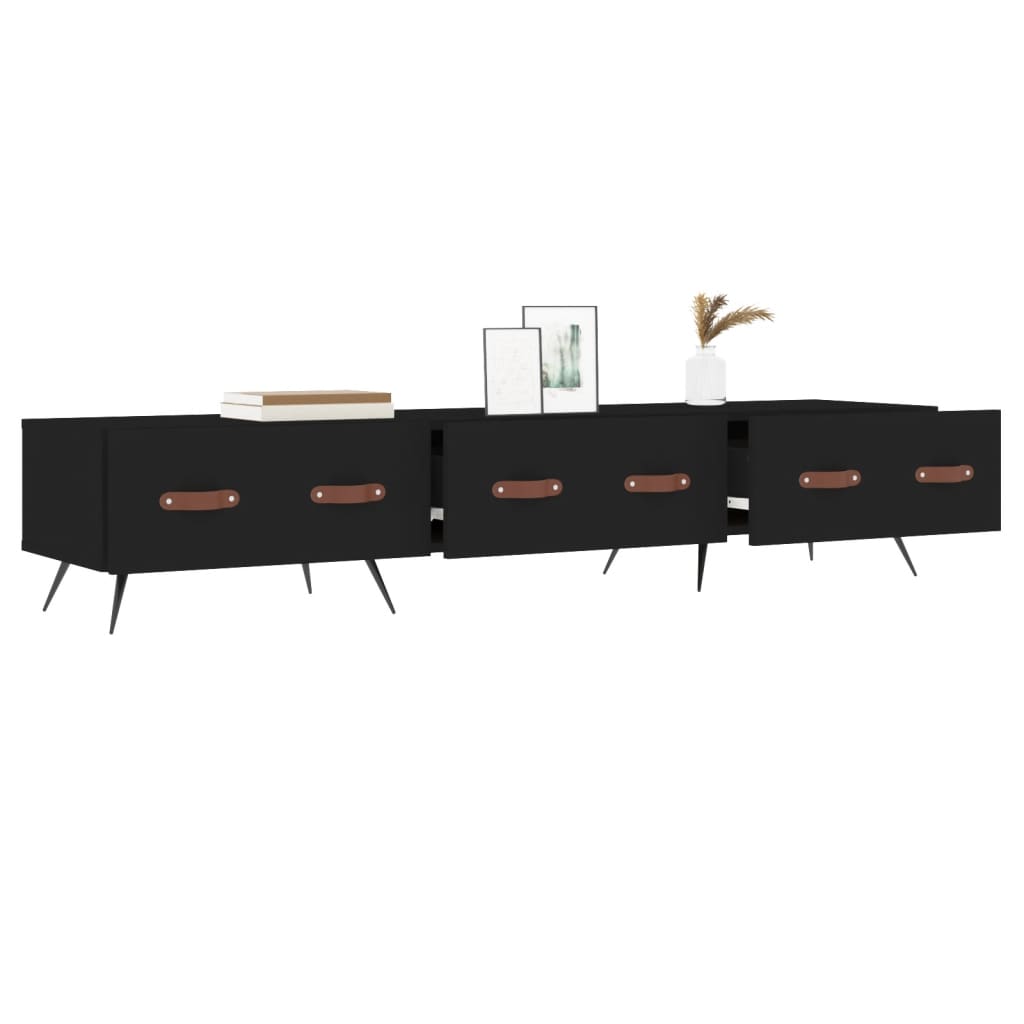 vidaXL Szafka pod TV, czarna, 150x36x30 cm, materiał drewnopochodny