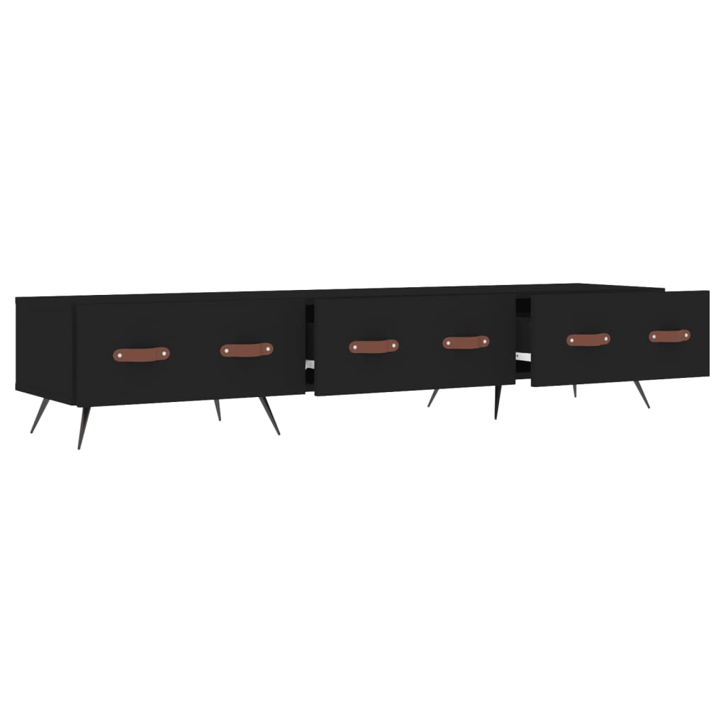 vidaXL Szafka pod TV, czarna, 150x36x30 cm, materiał drewnopochodny