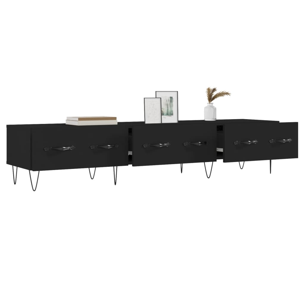 vidaXL Szafka pod TV, czarna, 150x36x30 cm, materiał drewnopochodny