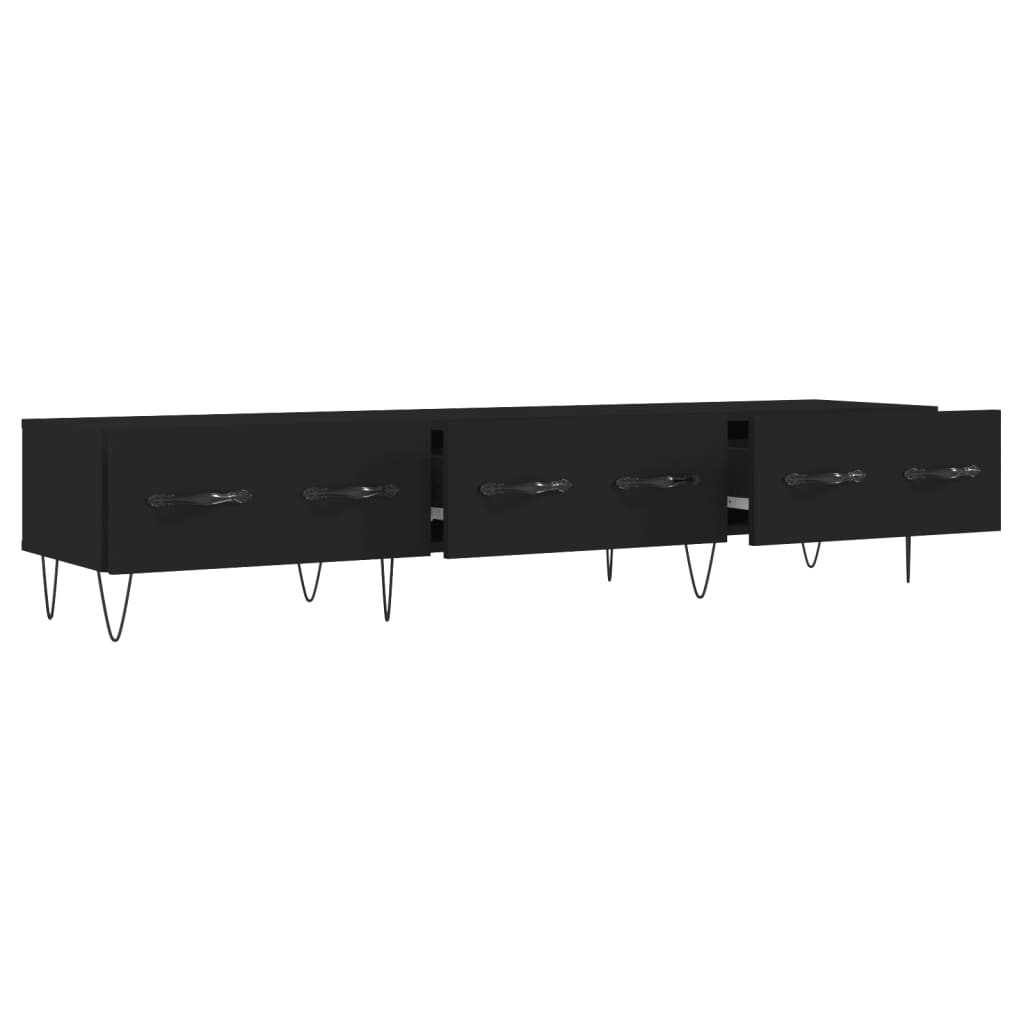 vidaXL Szafka pod TV, czarna, 150x36x30 cm, materiał drewnopochodny