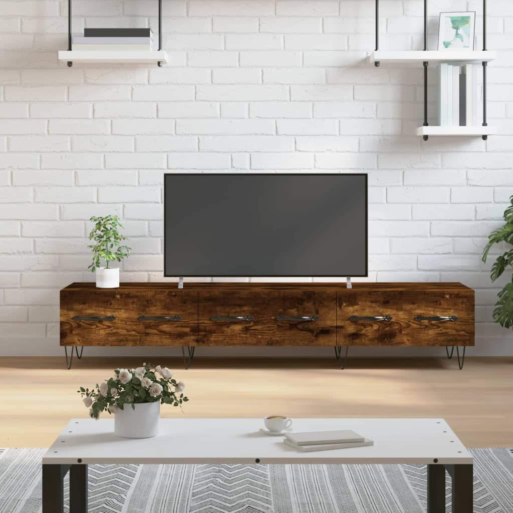 vidaXL Szafka pod telewizor, przydymiony dąb, 150x36x30 cm