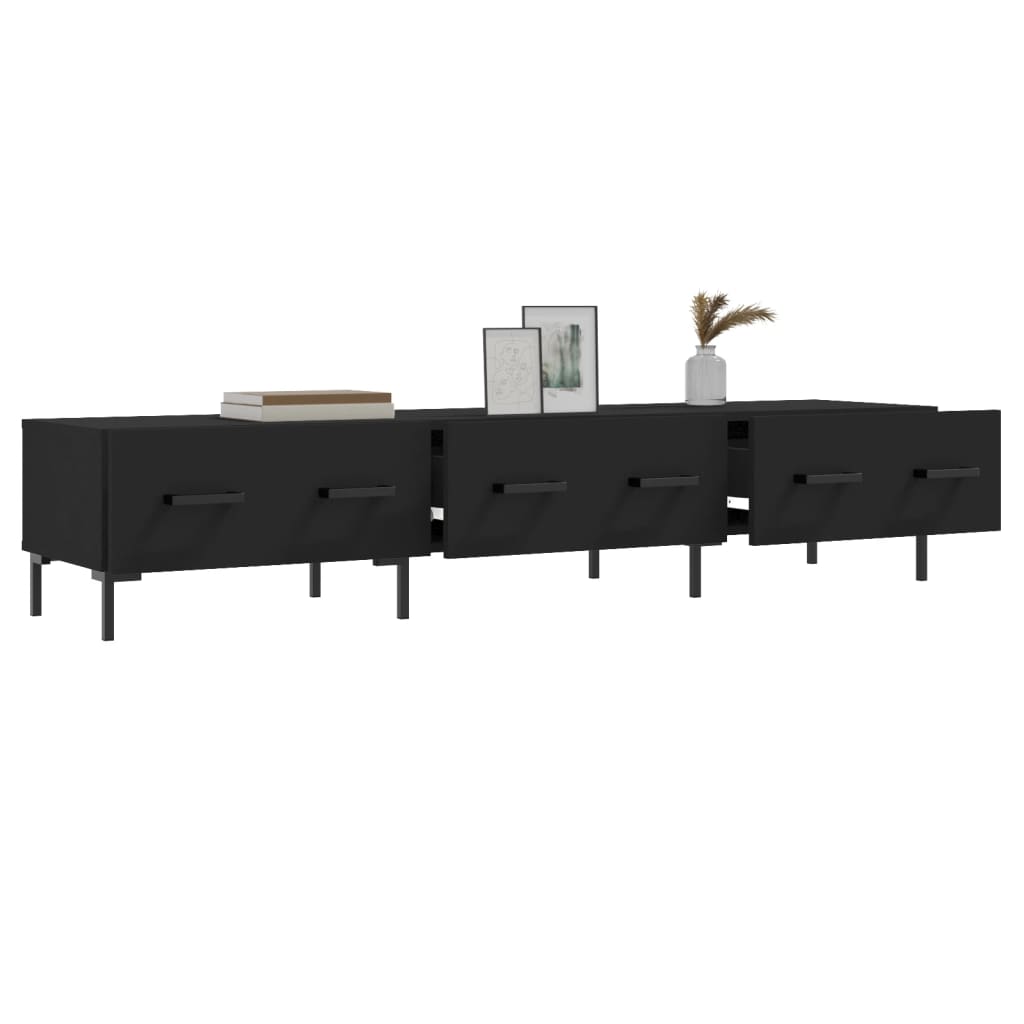 vidaXL Szafka pod TV, czarna, 150x36x30 cm, materiał drewnopochodny