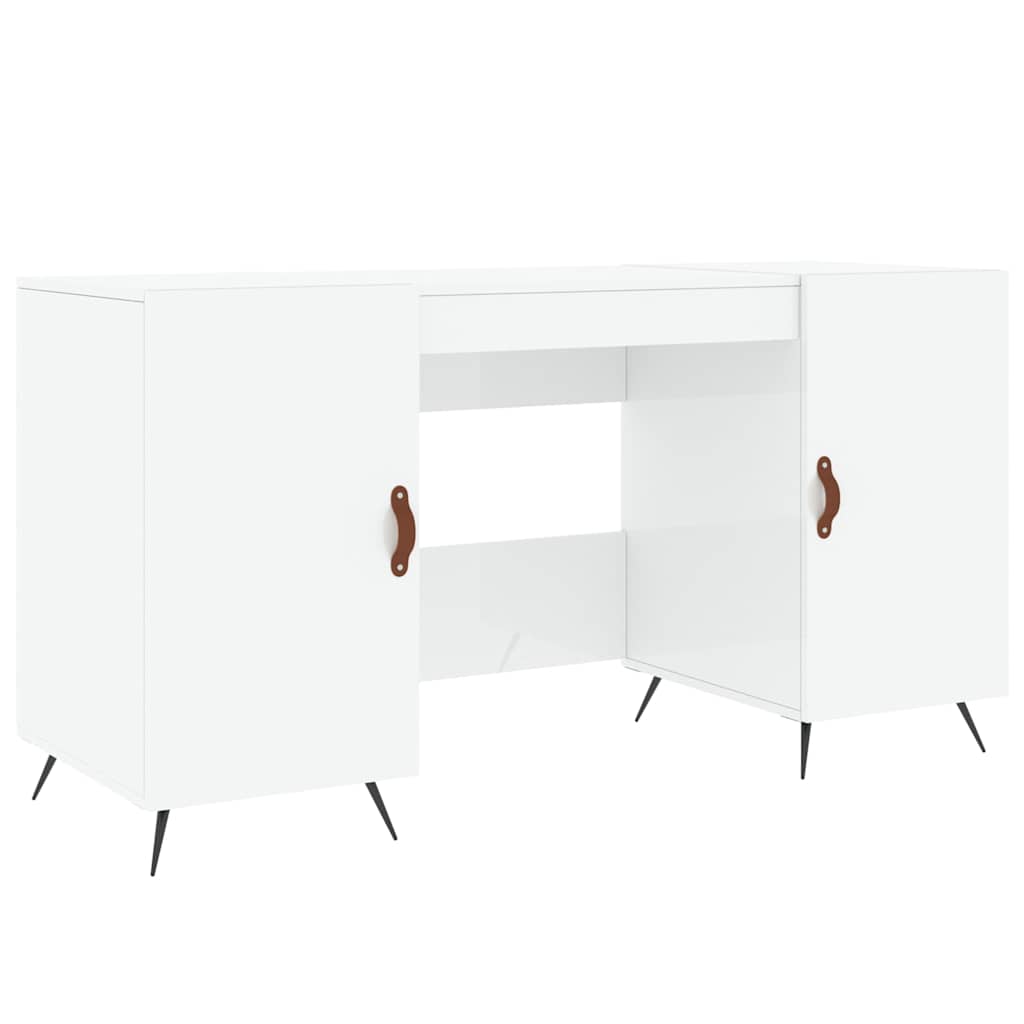 vidaXL Biurko białe z połyskiem, 140x50x75 cm, materiał drewnopochodny