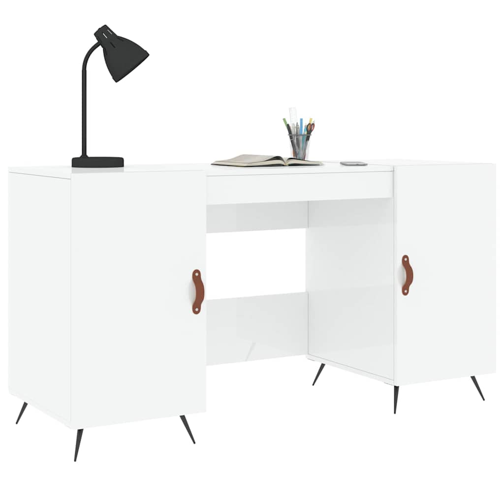 vidaXL Biurko białe z połyskiem, 140x50x75 cm, materiał drewnopochodny