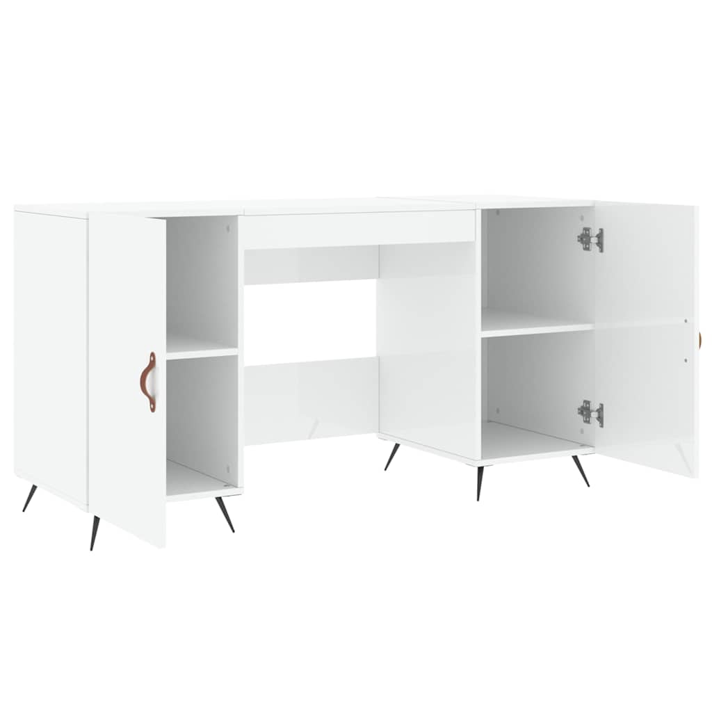 vidaXL Biurko białe z połyskiem, 140x50x75 cm, materiał drewnopochodny