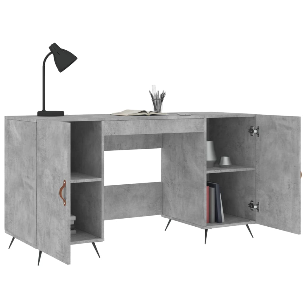 vidaXL Biurko, szarość betonu, 140x50x75 cm, materiał drewnopochodny