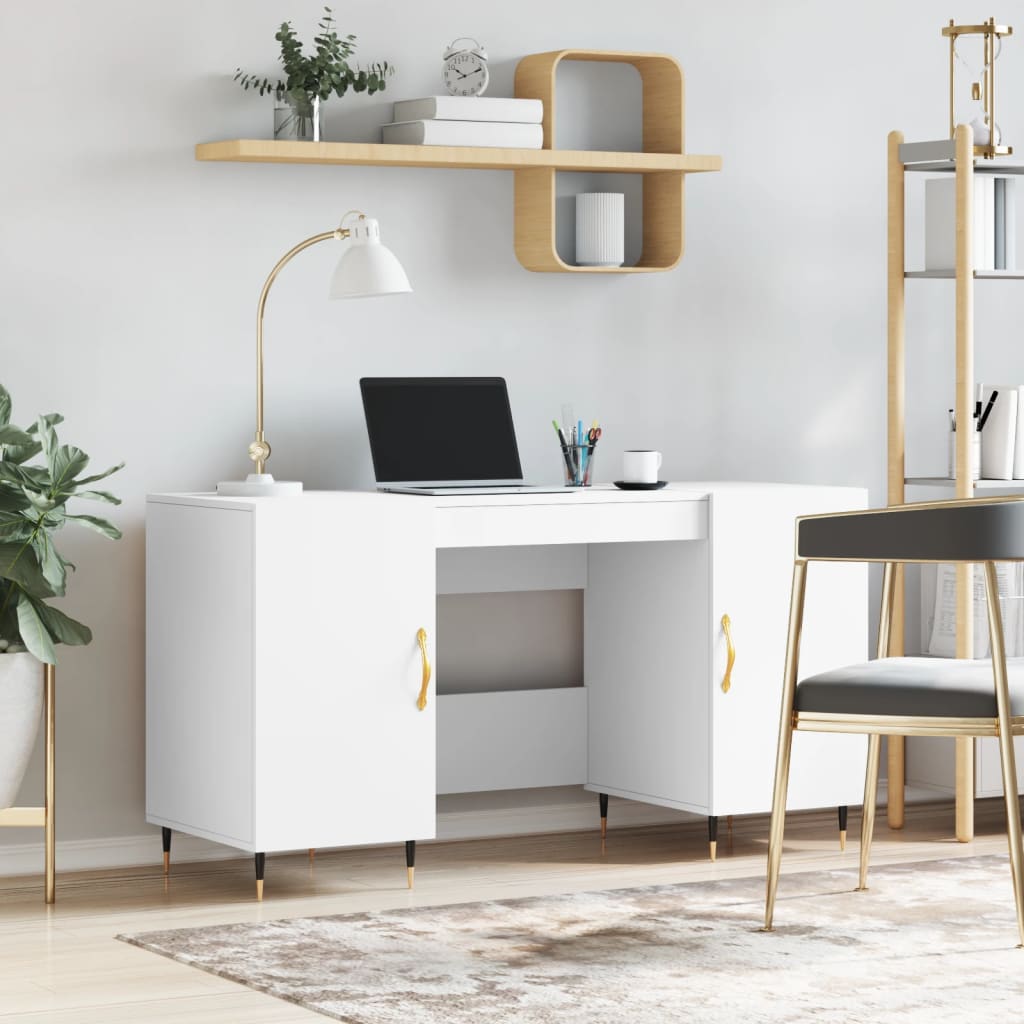 vidaXL Biurko, białe, 140x50x75 cm, materiał drewnopochodny