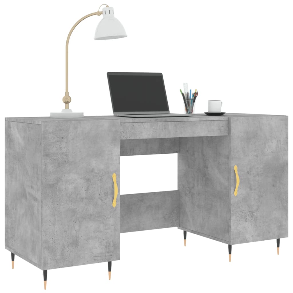 vidaXL Biurko, szarość betonu, 140x50x75 cm, materiał drewnopochodny