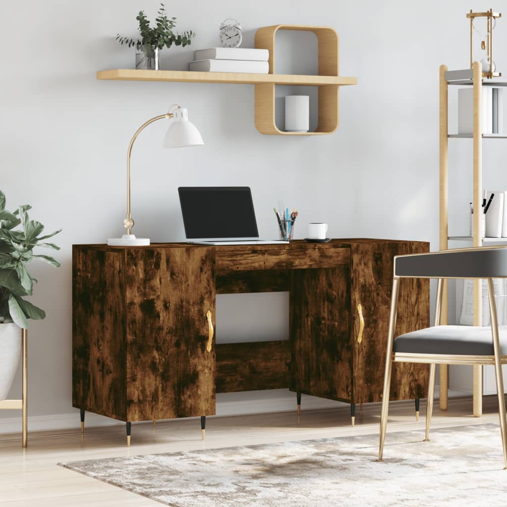 vidaXL Biurko, przydymiony dąb, 140x50x75 cm, materiał drewnopochodny