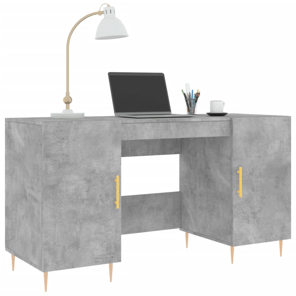 vidaXL Biurko, szarość betonu, 140x50x75 cm, materiał drewnopochodny