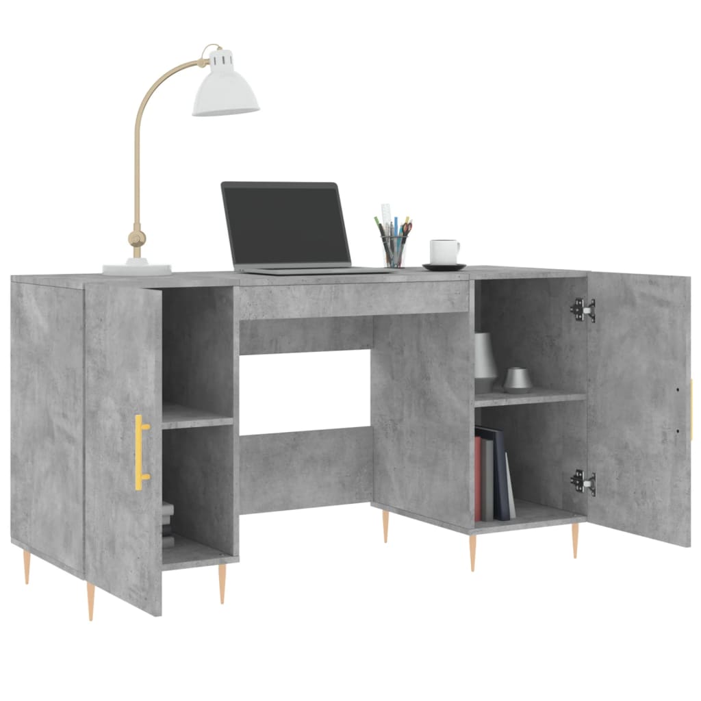 vidaXL Biurko, szarość betonu, 140x50x75 cm, materiał drewnopochodny
