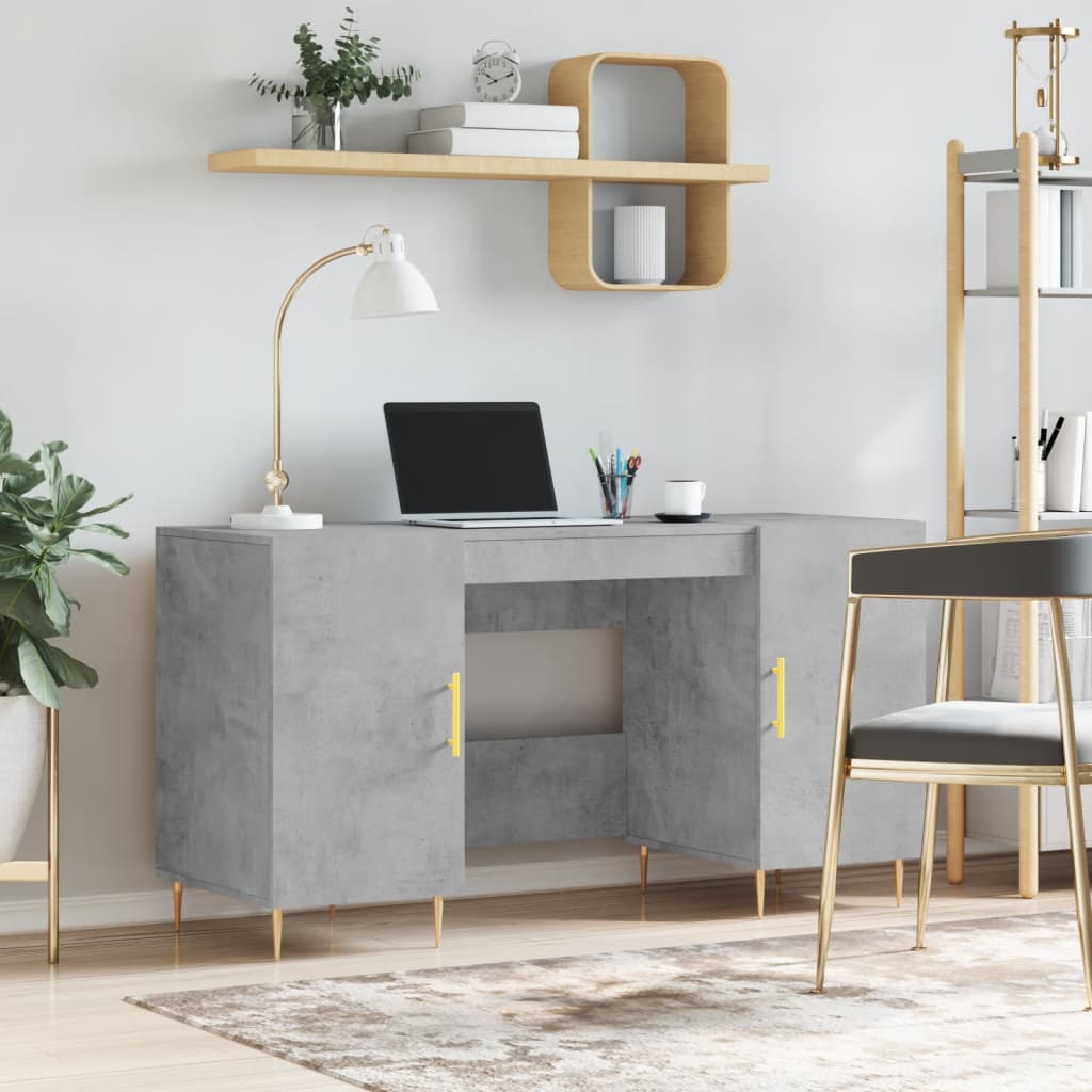 vidaXL Biurko, szarość betonu, 140x50x75 cm, materiał drewnopochodny