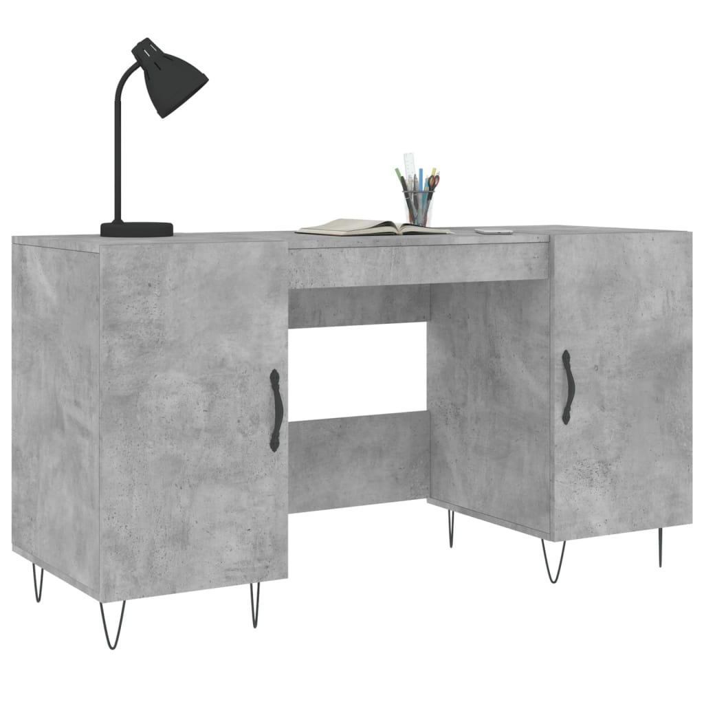 vidaXL Biurko, szarość betonu, 140x50x75 cm, materiał drewnopochodny