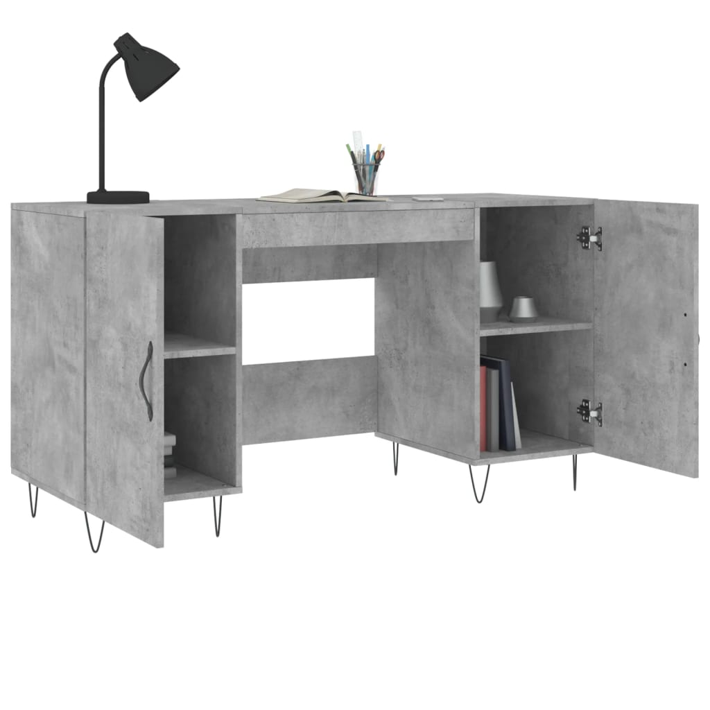 vidaXL Biurko, szarość betonu, 140x50x75 cm, materiał drewnopochodny