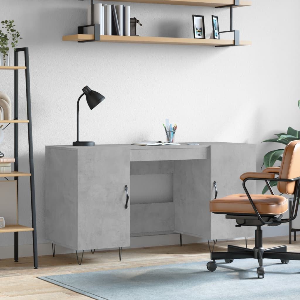 vidaXL Biurko, szarość betonu, 140x50x75 cm, materiał drewnopochodny