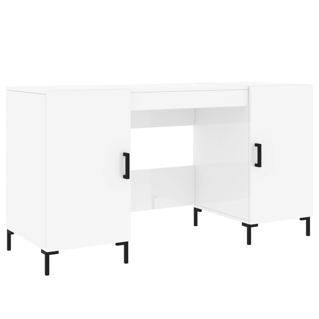 vidaXL Biurko białe z połyskiem, 140x50x75 cm, materiał drewnopochodny
