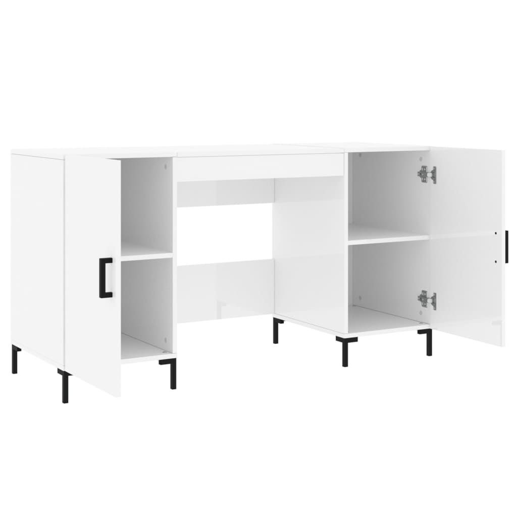 vidaXL Biurko białe z połyskiem, 140x50x75 cm, materiał drewnopochodny