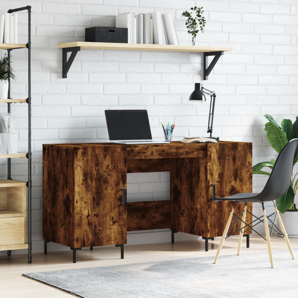 vidaXL Biurko, przydymiony dąb, 140x50x75 cm, materiał drewnopochodny