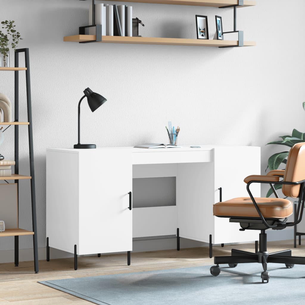 vidaXL Biurko, białe, 140x50x75 cm, materiał drewnopochodny