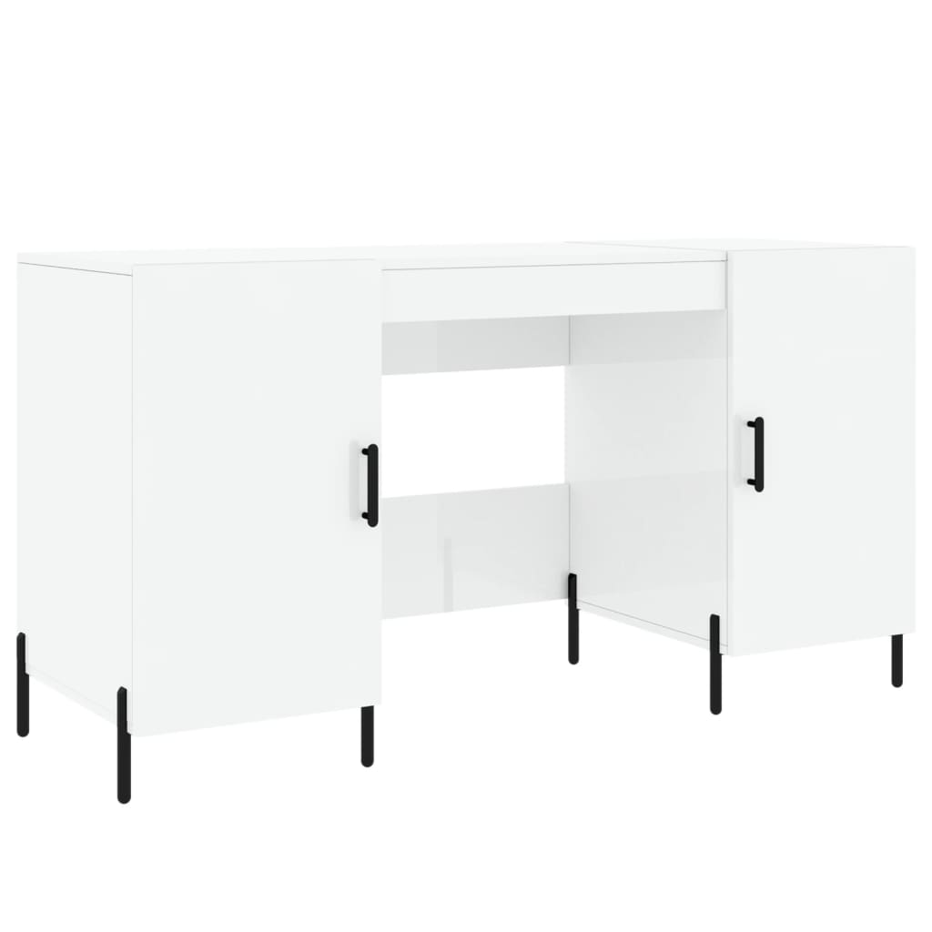 vidaXL Biurko białe z połyskiem, 140x50x75 cm, materiał drewnopochodny