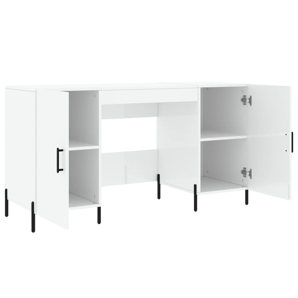 vidaXL Biurko białe z połyskiem, 140x50x75 cm, materiał drewnopochodny