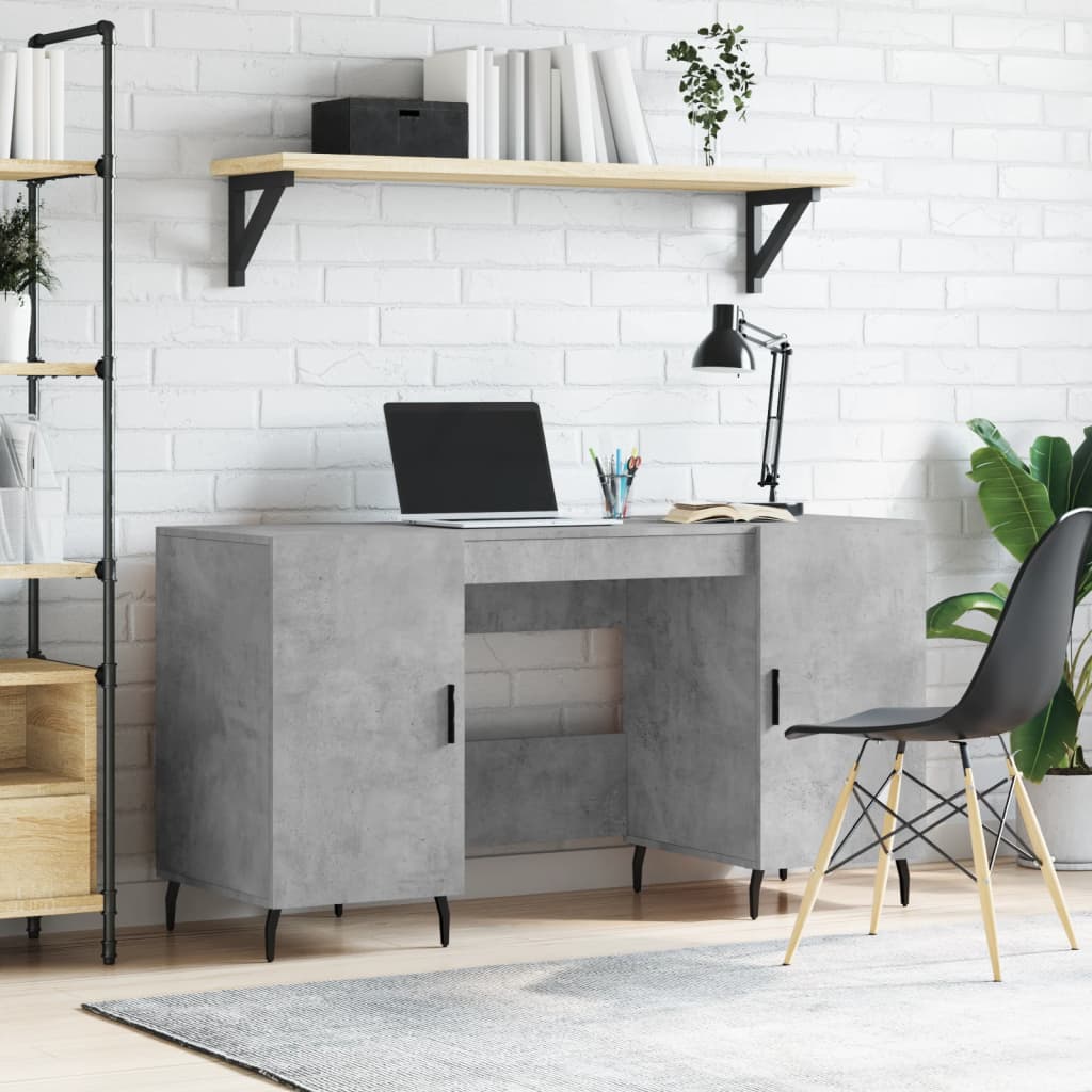 vidaXL Biurko, szarość betonu, 140x50x75 cm, materiał drewnopochodny