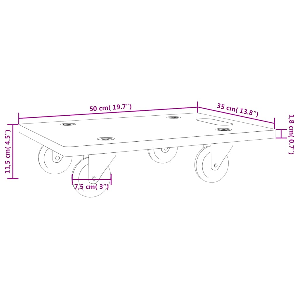 vidaXL Platformy transportowe 2 szt. prostokątne 50x35x11,5 cm, 250 kg