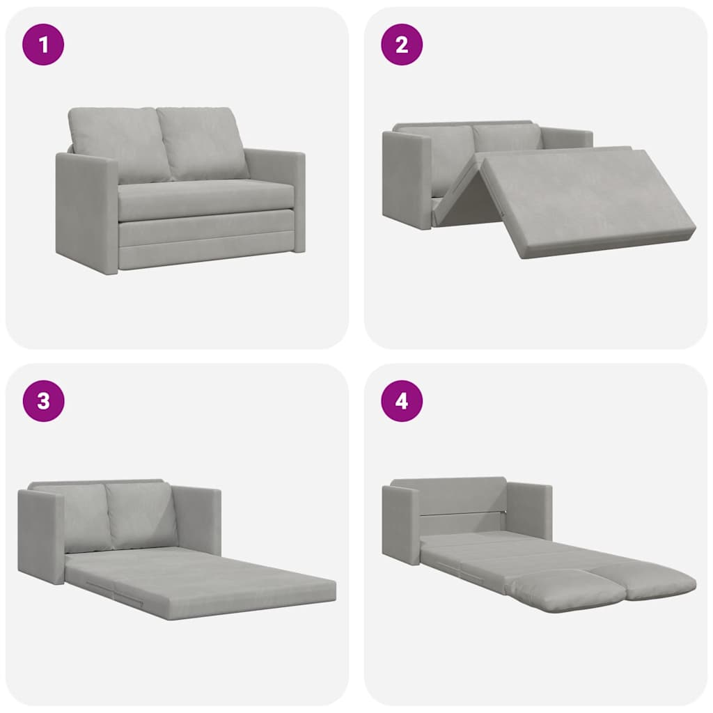 vidaXL Sofa podłogowa 2-w-1, jasnoszara, 122x204x55 cm, aksamit