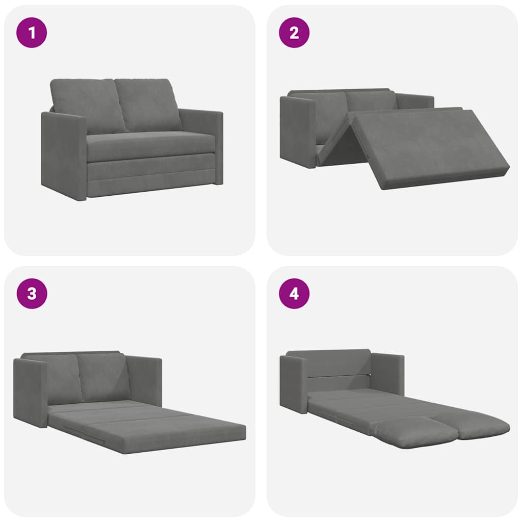 vidaXL Sofa podłogowa 2-w-1, ciemnoszara, 122x204x55 cm, aksamit