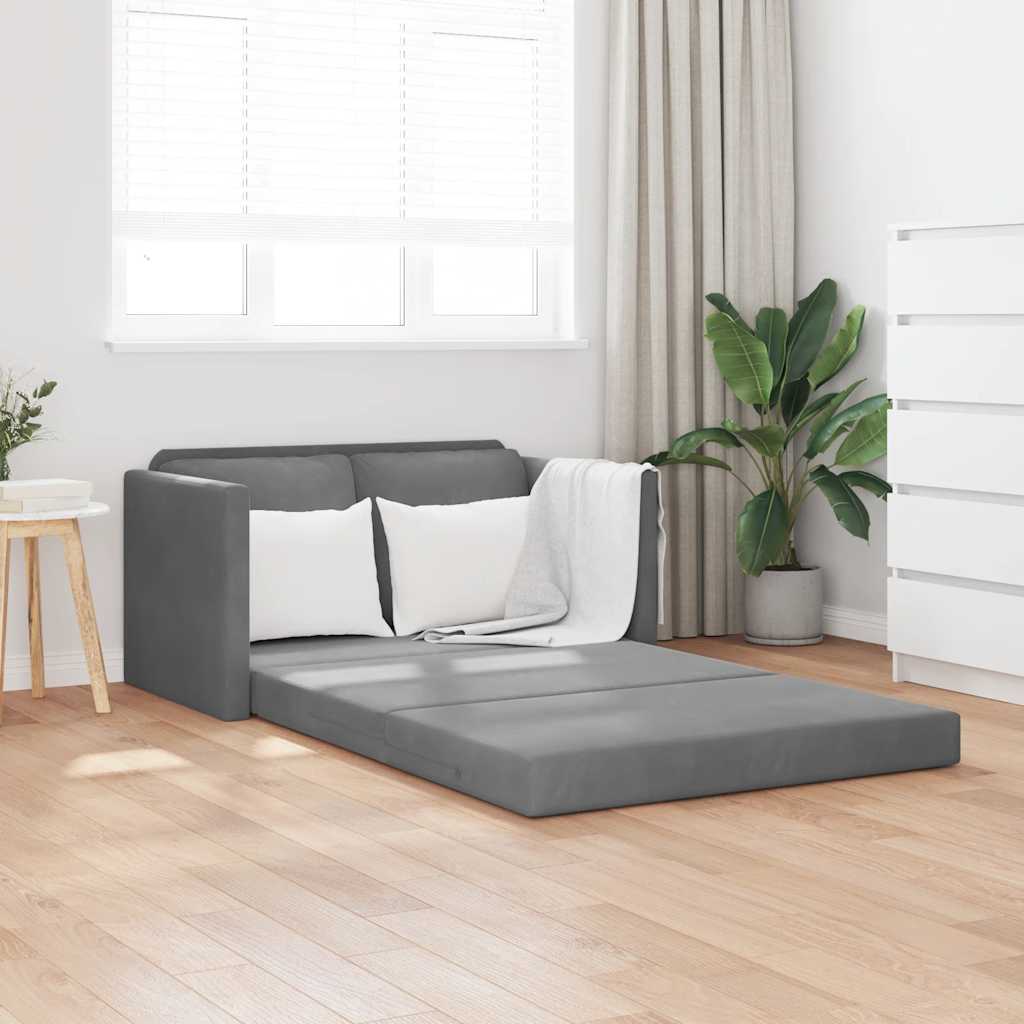vidaXL Sofa podłogowa 2-w-1, ciemnoszara, 122x204x55 cm, aksamit