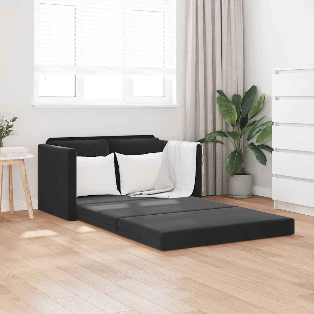 vidaXL Sofa podłogowa 2-w-1, czarna, 122x204x55 cm, aksamit