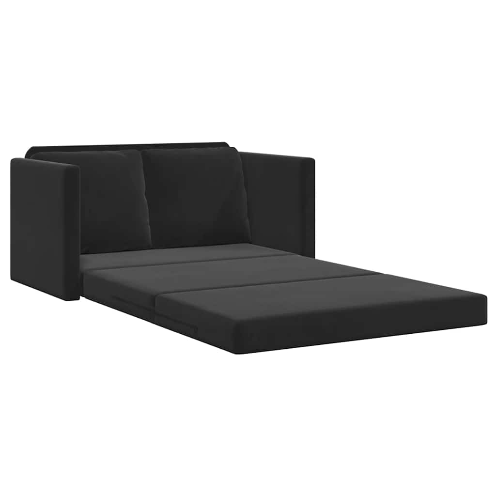 vidaXL Sofa podłogowa 2-w-1, czarna, 122x204x55 cm, aksamit