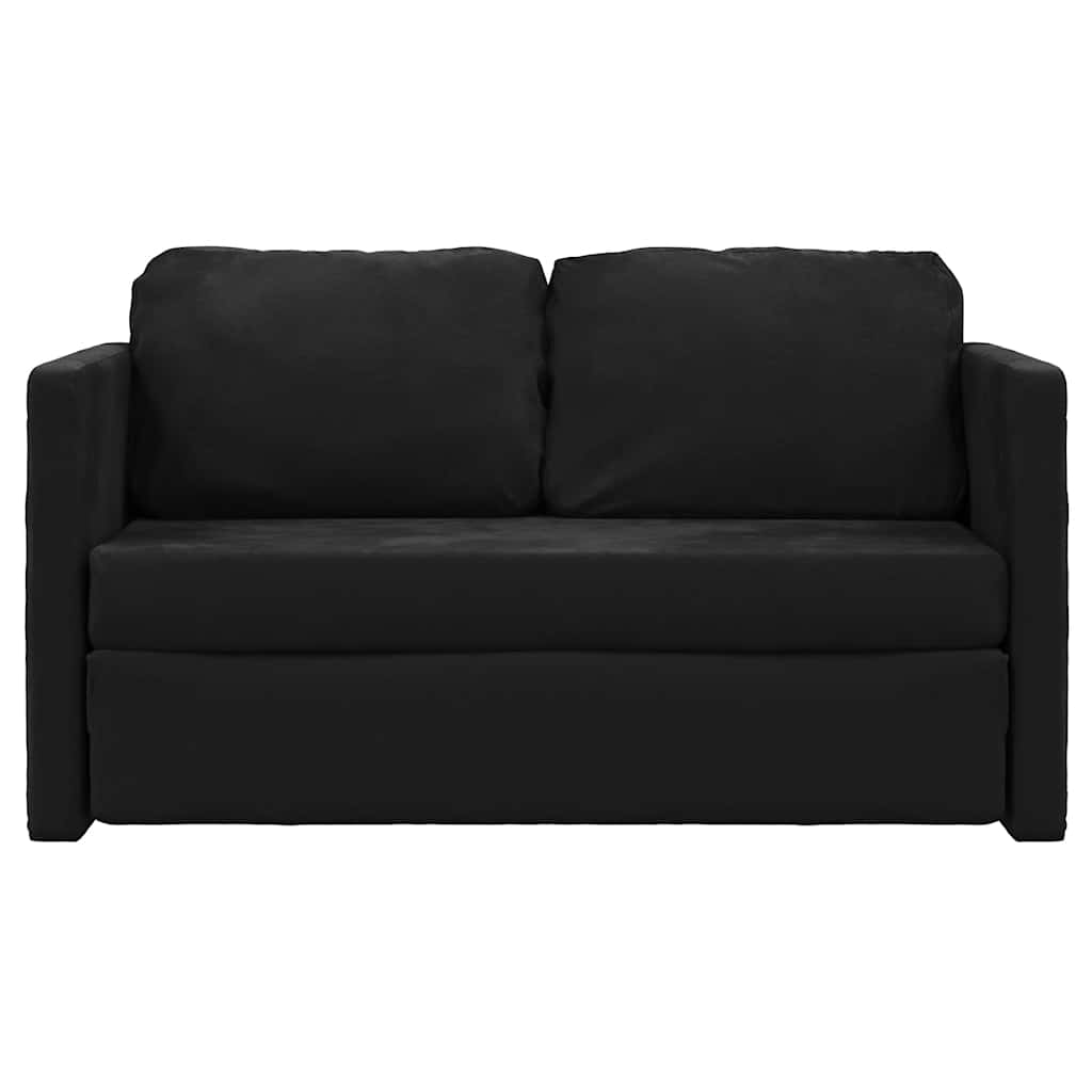 vidaXL Sofa podłogowa 2-w-1, czarna, 122x204x55 cm, aksamit
