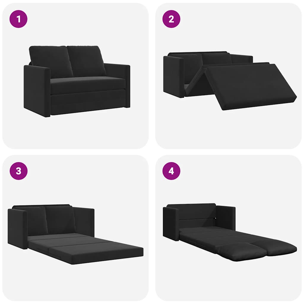 vidaXL Sofa podłogowa 2-w-1, czarna, 122x204x55 cm, aksamit