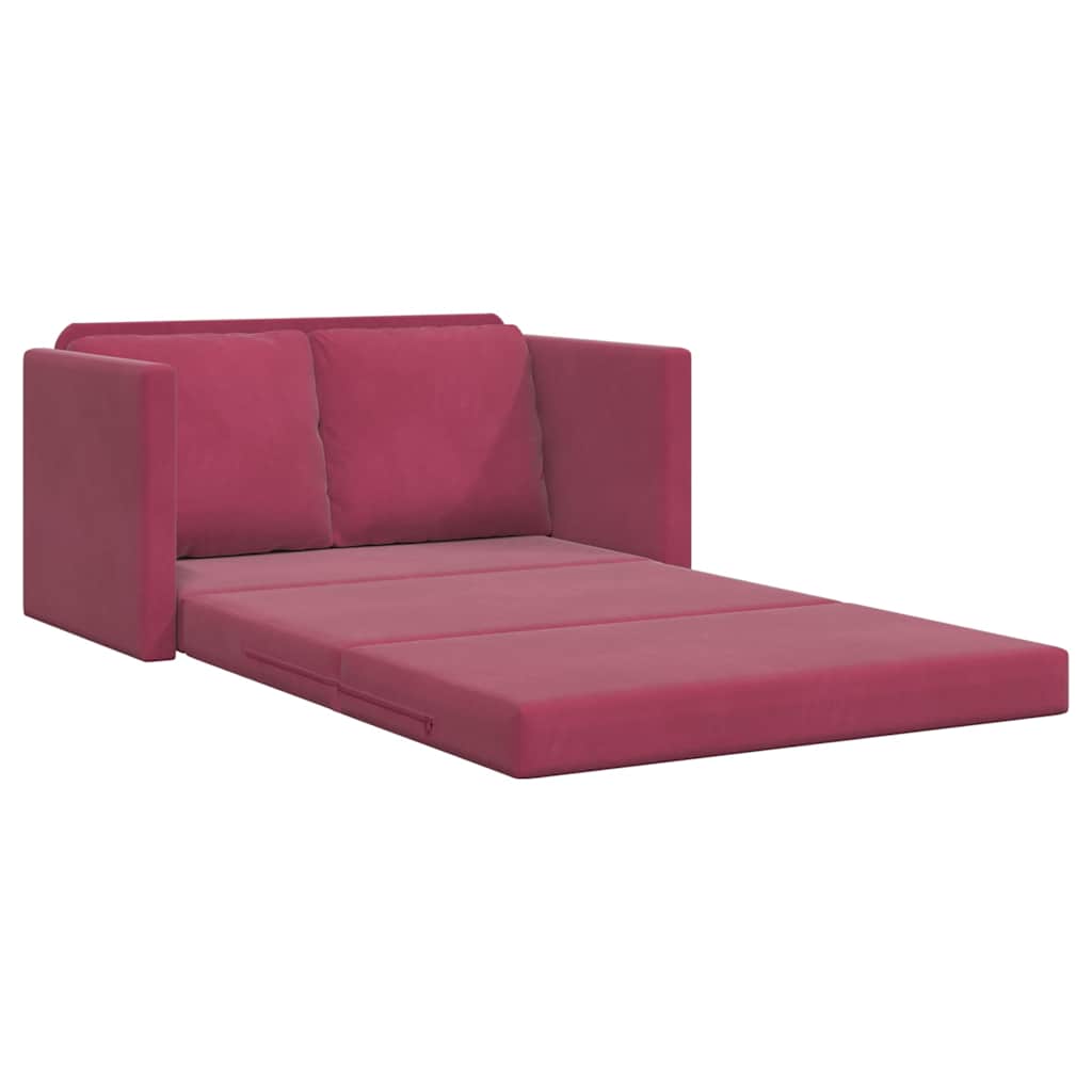 vidaXL Sofa podłogowa 2-w-1, winna czerwień, 122x204x55 cm, aksamit