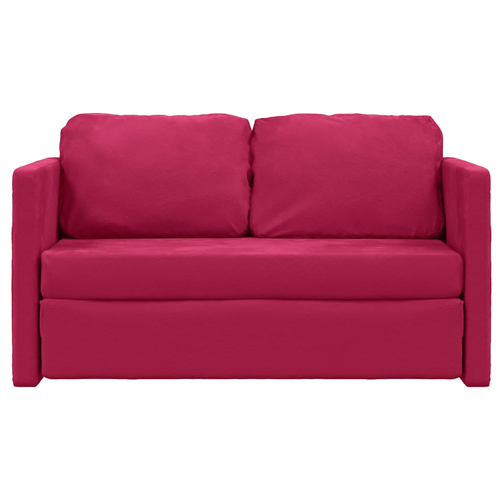 vidaXL Sofa podłogowa 2-w-1, winna czerwień, 122x204x55 cm, aksamit