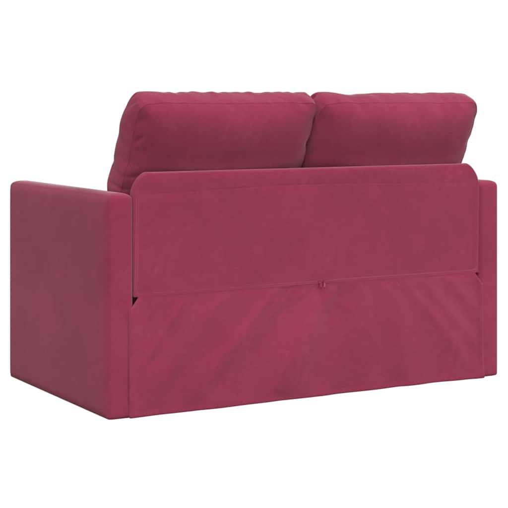 vidaXL Sofa podłogowa 2-w-1, winna czerwień, 122x204x55 cm, aksamit