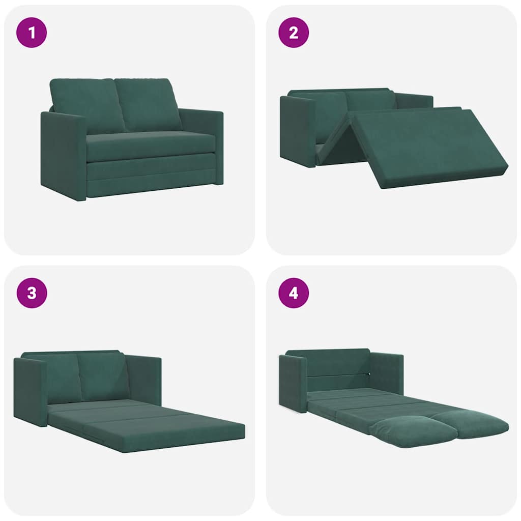 vidaXL Sofa podłogowa 2-w-1, ciemnozielona, 122x204x55 cm, aksamit