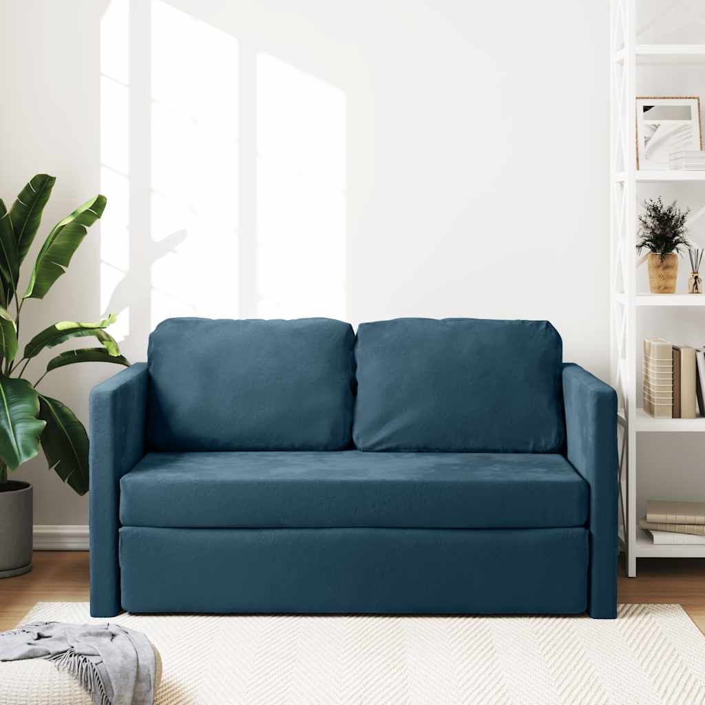 vidaXL Sofa podłogowa 2-w-1, niebieska, 122x204x55 cm, aksamit