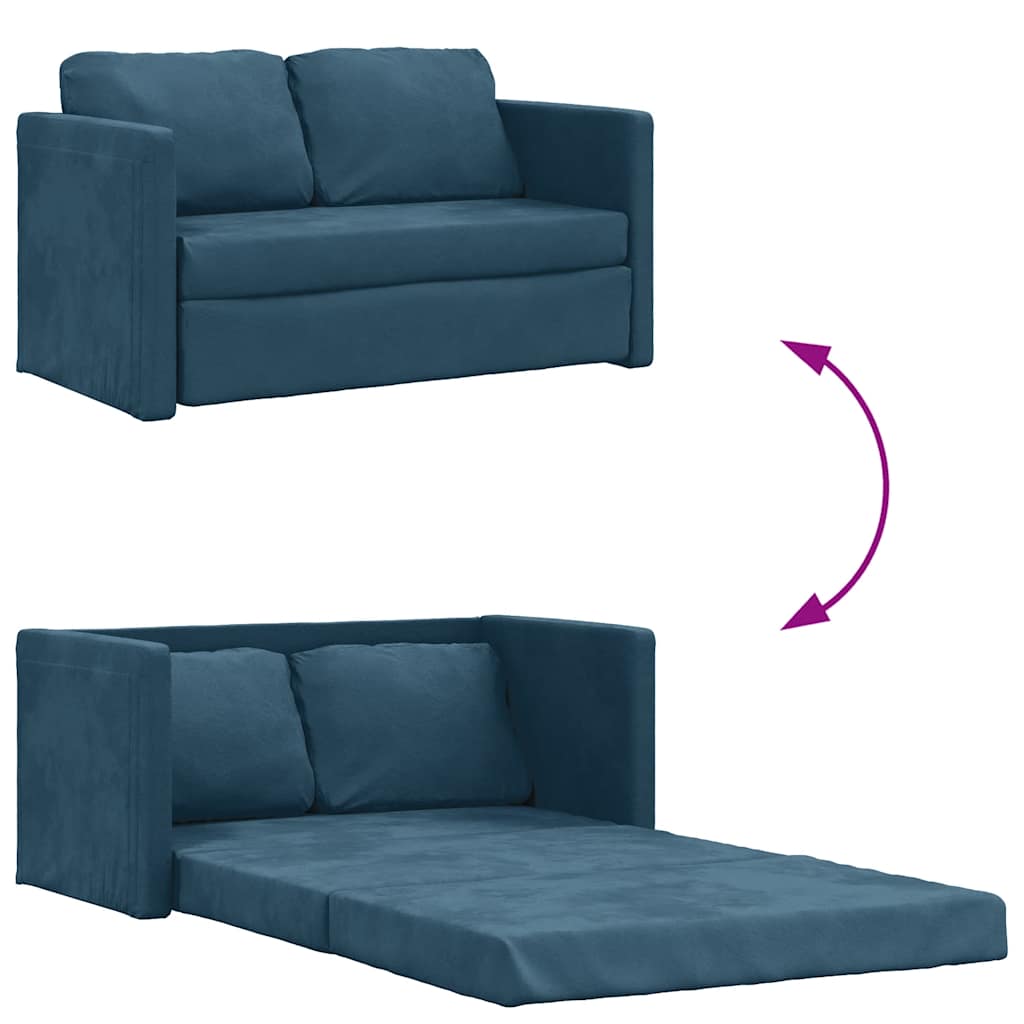 vidaXL Sofa podłogowa 2-w-1, niebieska, 122x204x55 cm, aksamit