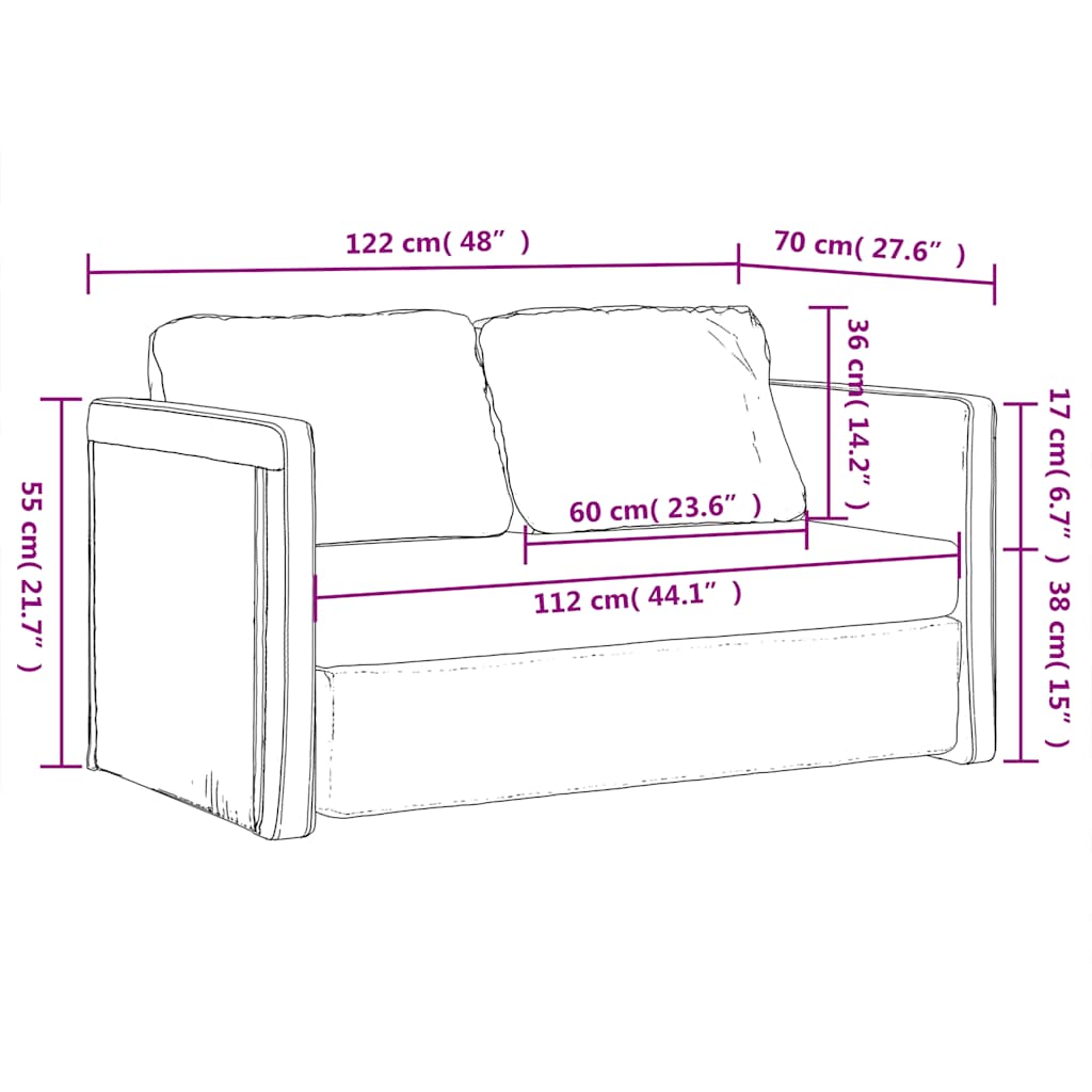 vidaXL Sofa podłogowa 2-w-1, niebieska, 122x204x55 cm, aksamit