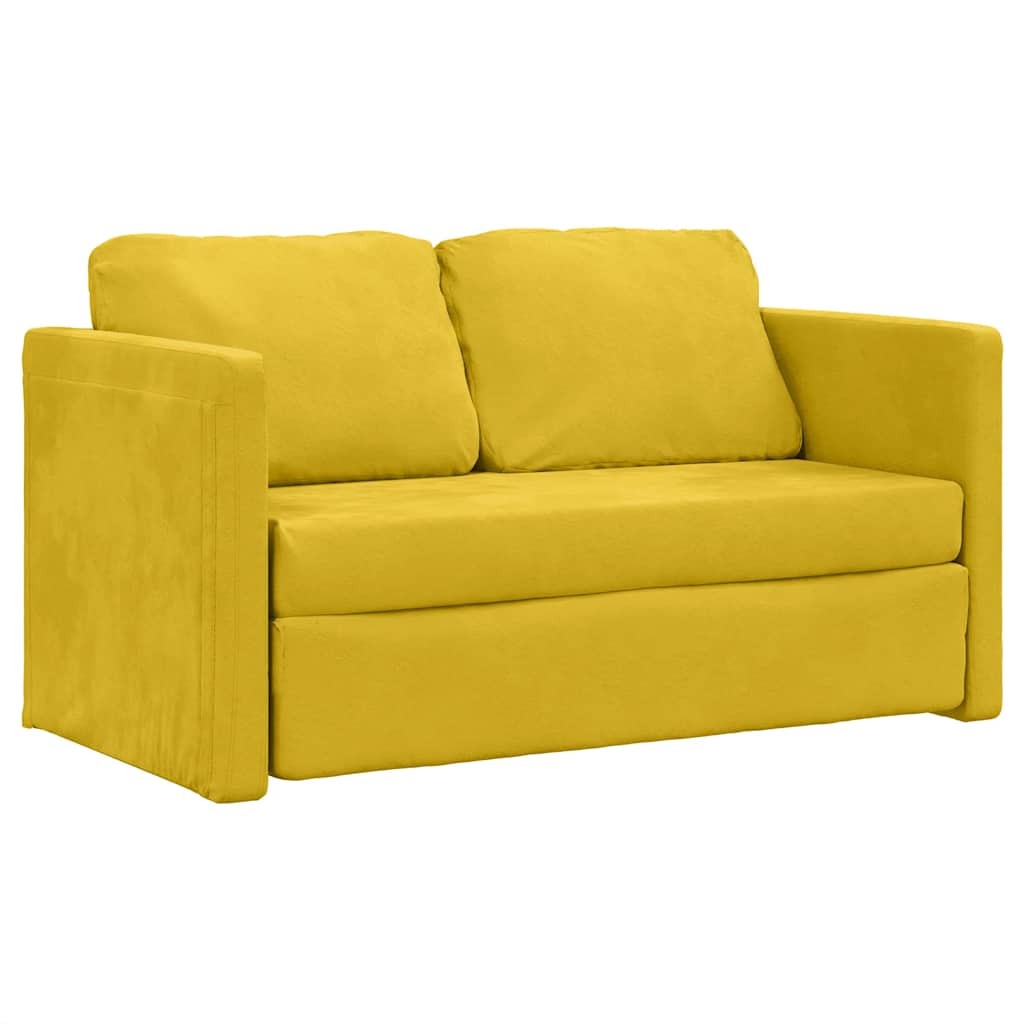 vidaXL Sofa podłogowa 2-w-1, ciemnożółta, 122x204x55 cm, aksamit