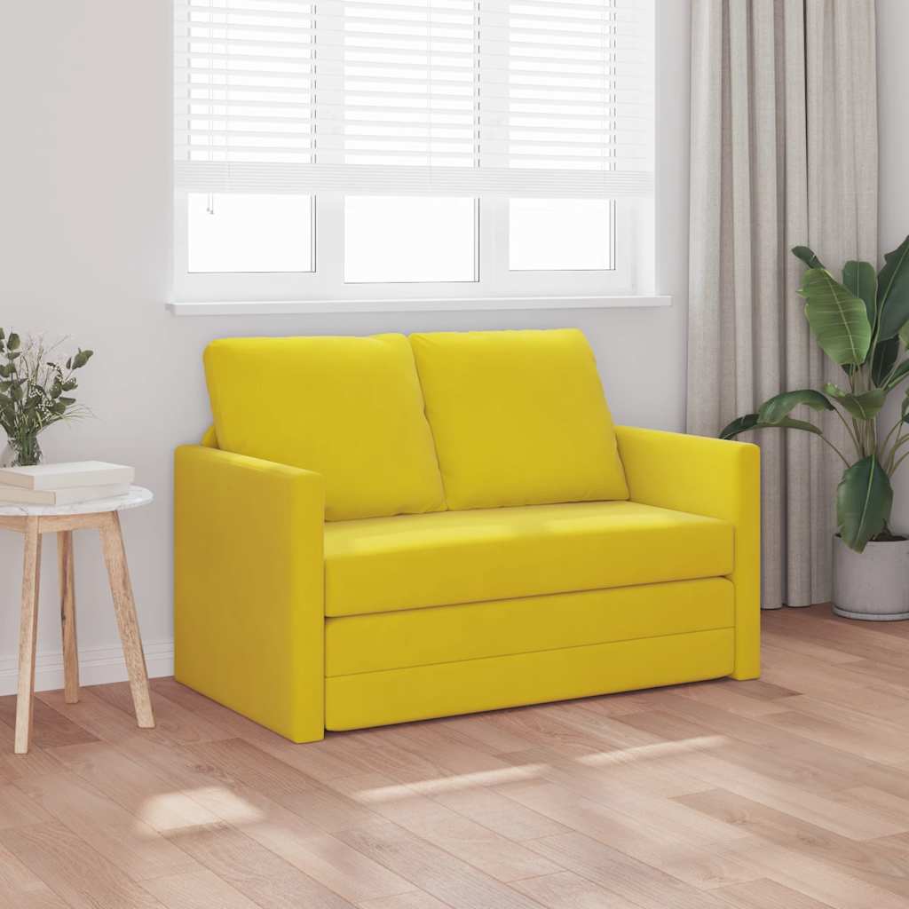 vidaXL Sofa podłogowa 2-w-1, ciemnożółta, 122x204x55 cm, aksamit