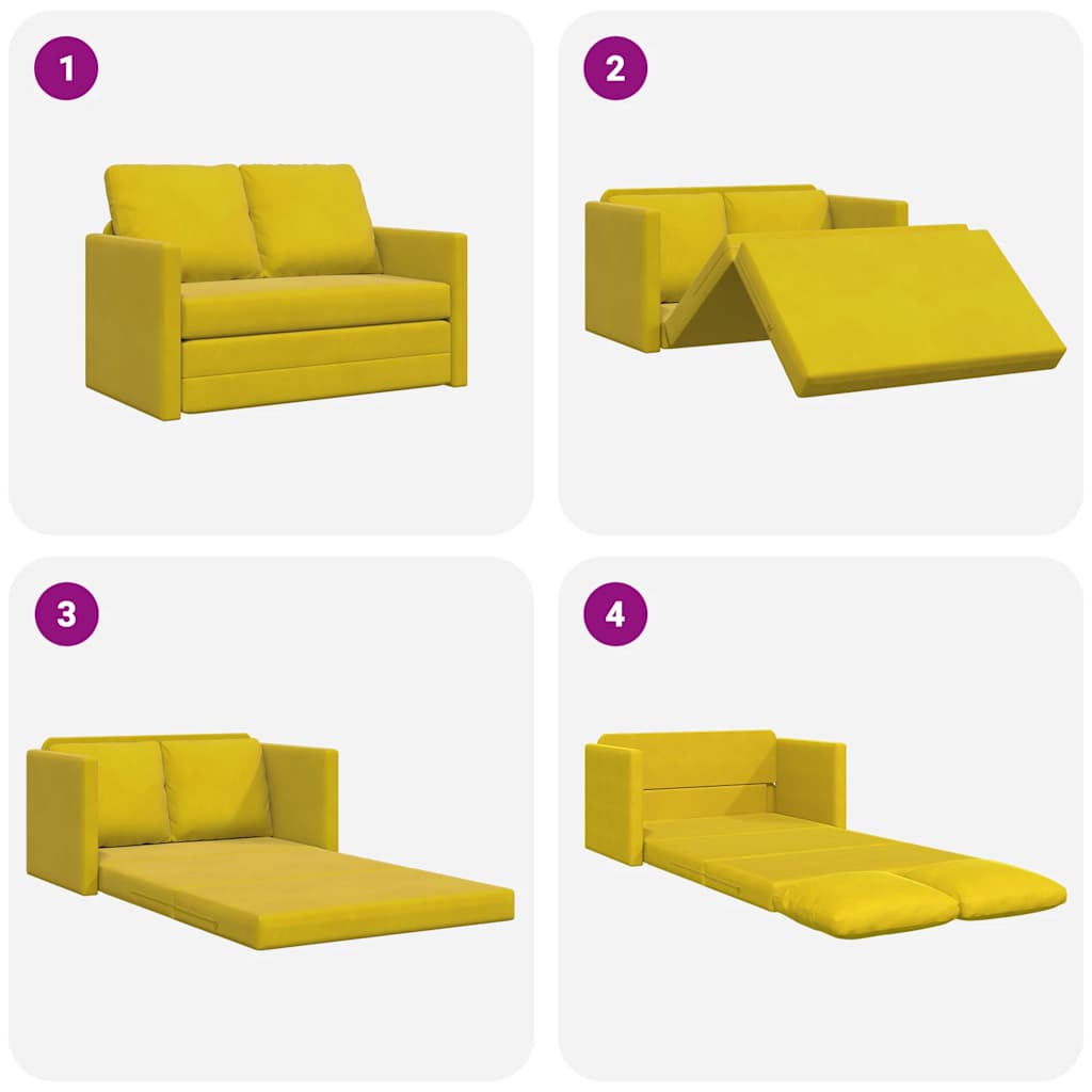vidaXL Sofa podłogowa 2-w-1, ciemnożółta, 122x204x55 cm, aksamit