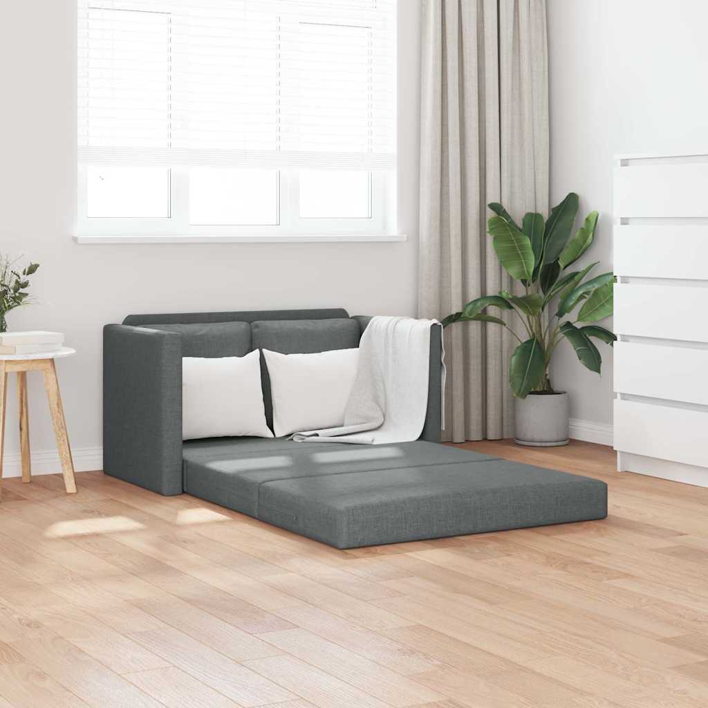 vidaXL Sofa podłogowa 2-w-1, ciemnoszara, 112x174x55 cm, tkanina