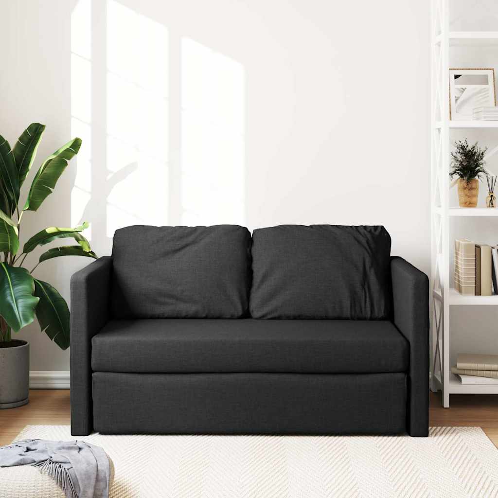 vidaXL Sofa podłogowa 2-w-1, czarna, 112x174x55 cm, tkanina
