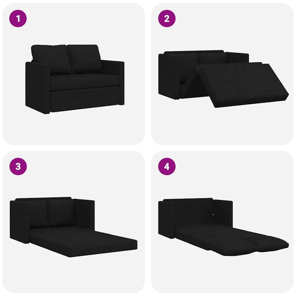 vidaXL Sofa podłogowa 2-w-1, czarna, 112x174x55 cm, tkanina