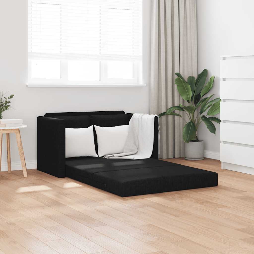 vidaXL Sofa podłogowa 2-w-1, czarna, 112x174x55 cm, tkanina