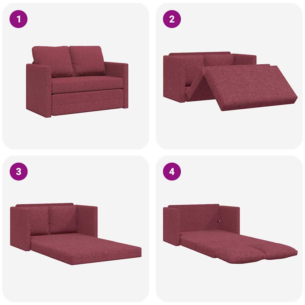vidaXL Sofa podłogowa 2-w-1, winna czerwień, 112x174x55 cm, tkanina