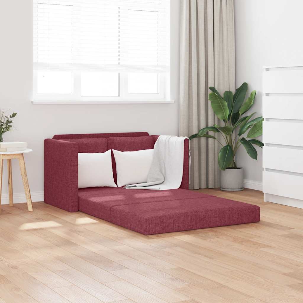 vidaXL Sofa podłogowa 2-w-1, winna czerwień, 112x174x55 cm, tkanina